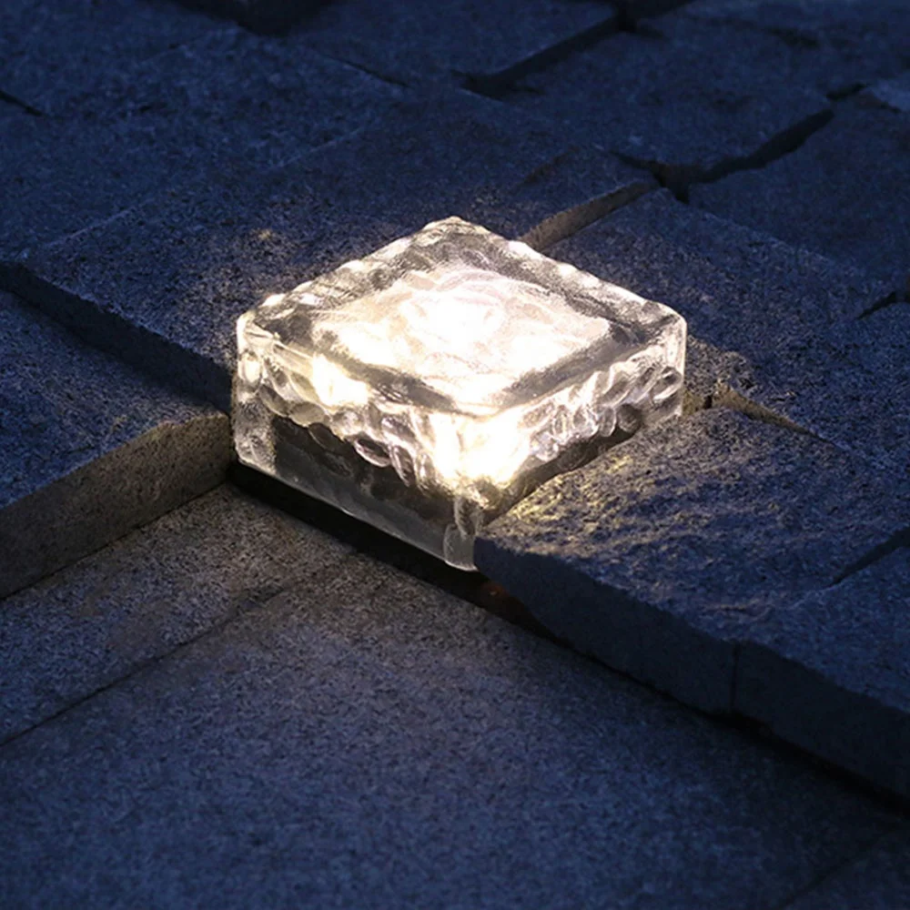 Glass Brick Led Decoration Focus Light,Solar Powered Lawn Lamp Solar Garden Decoration Light