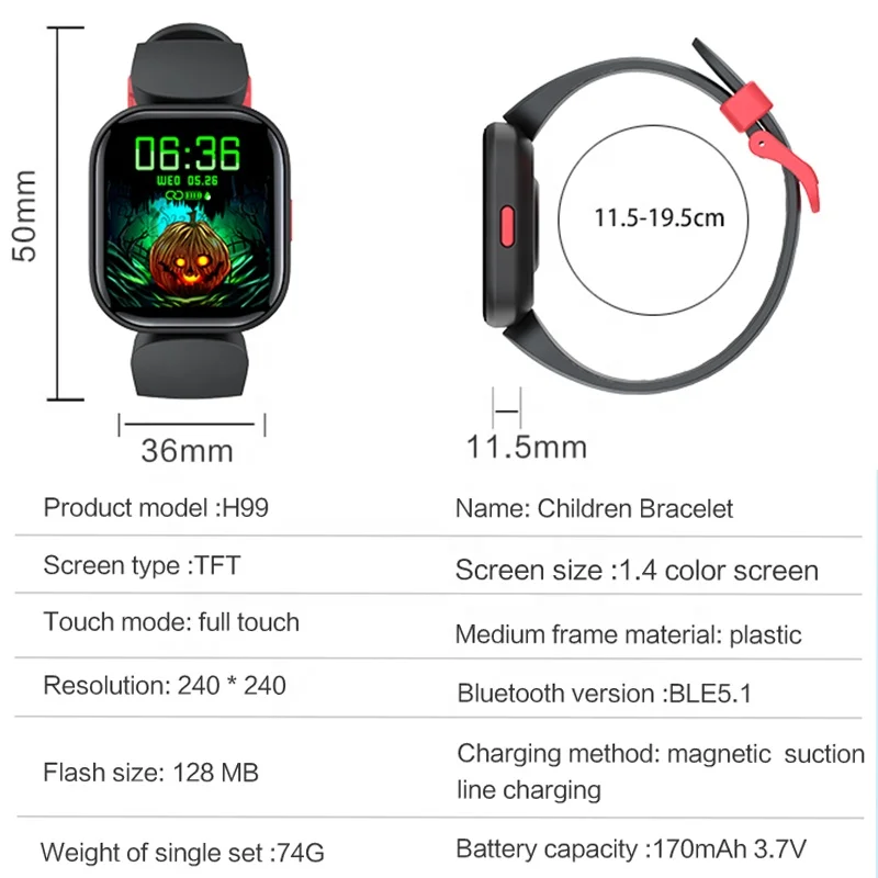 Детские Смарт-часы с сенсорным экраном 1,4 дюйма, с будильником и монитором сна