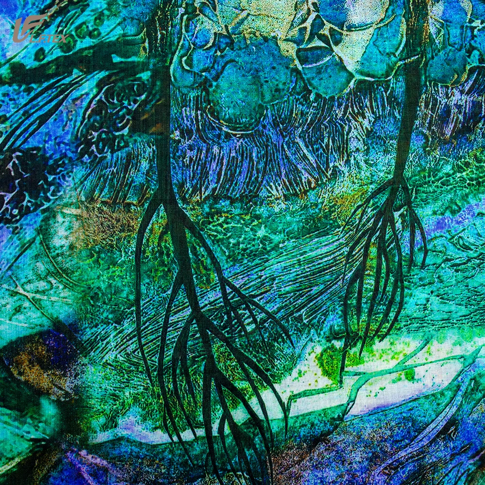 Распродажа, Заводская поставка, устойчивая плотная окрашенная тканая ткань с принтом рами для одежды