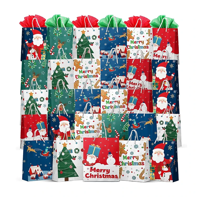 Custom Printing Eco Friendly Large Kids Birthday Merry Christmas Paper Bag Party Gift Bag For Gift