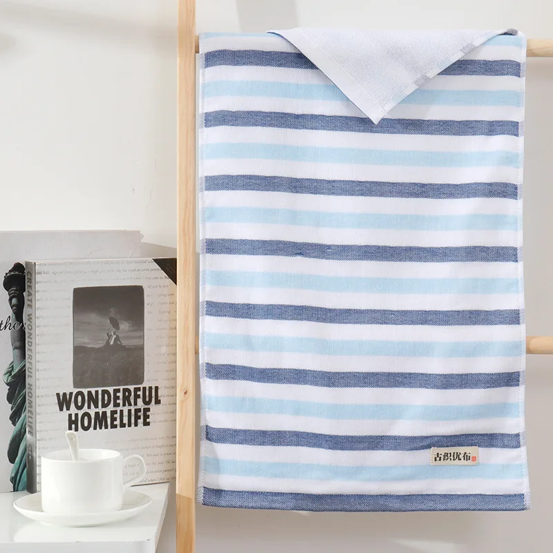 Japanese pure cotton yarn cloth towel antique fabric couple stripe garden wind face soft absorbent household face towel