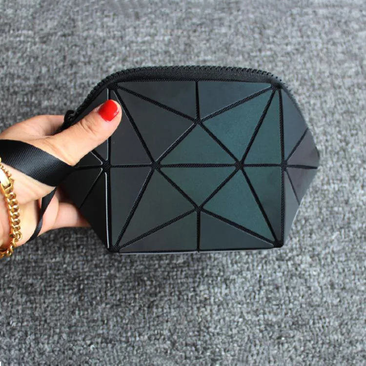 travel purse handbag Luminous discoloration irregular semicircle cosmetic bag rhombic design shell geometric bag