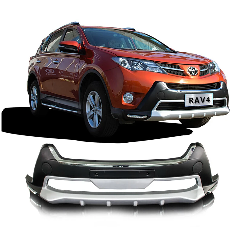  Подходит для Toyota RAV4 RAV-4 2013-2015 Передний + задний бампер диффузор бамперы защита губ противоскользящая пластина ABS хромированная отделка