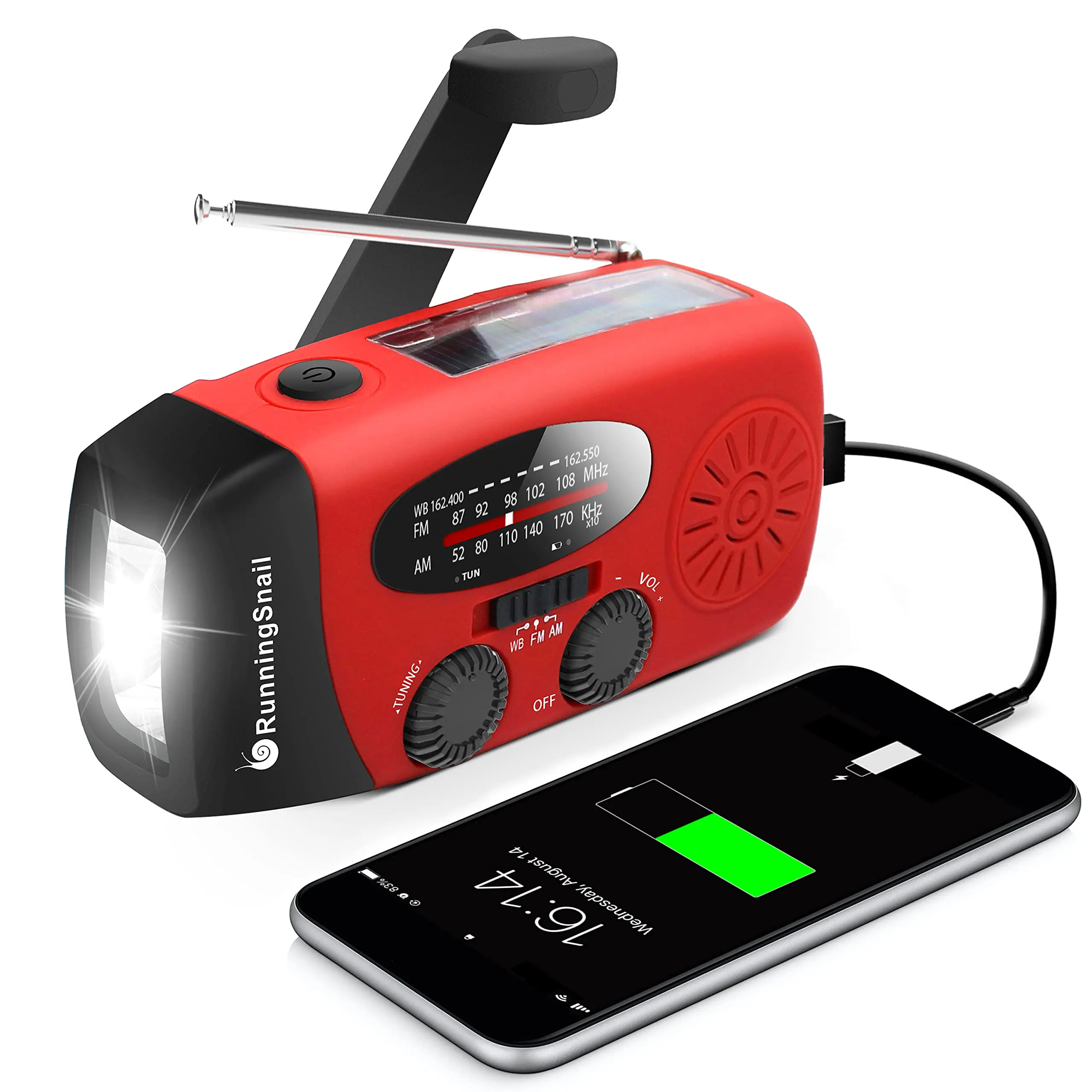 Amazon hot selling FM AM FM WB weather forecast sos alarm light hand crank solar power outdoor adventure portable radio