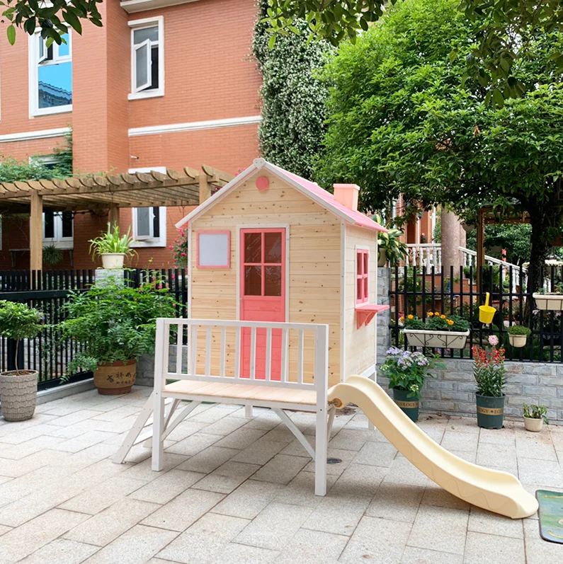 Baby wooden house outdoor tent puzzle playground game house kindergarten slide children outdoor large tree house