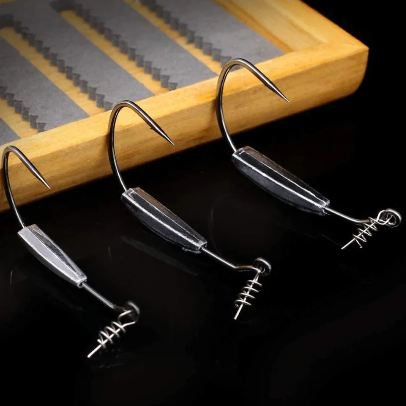 Weighted Twistlock Black Chrome Nickle Hook with Centering Pin Sizes 5g/ 7g for Freshwater Saltwater