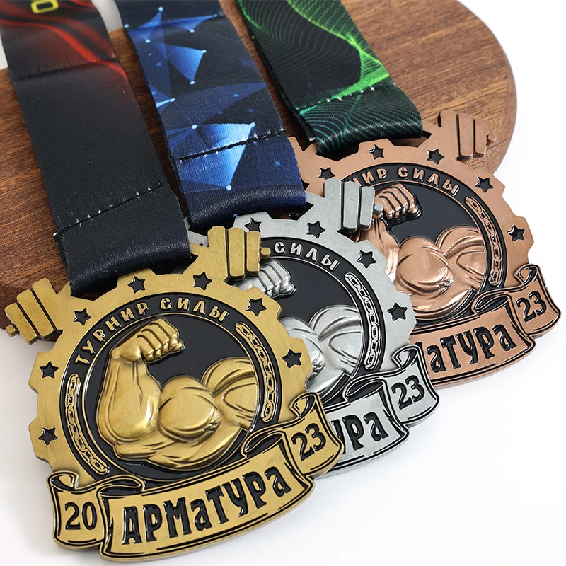 Эмалированные медали по пауэрлифтингу в тяжелой атлетике борьба ультрафиолетовая печать спортивные