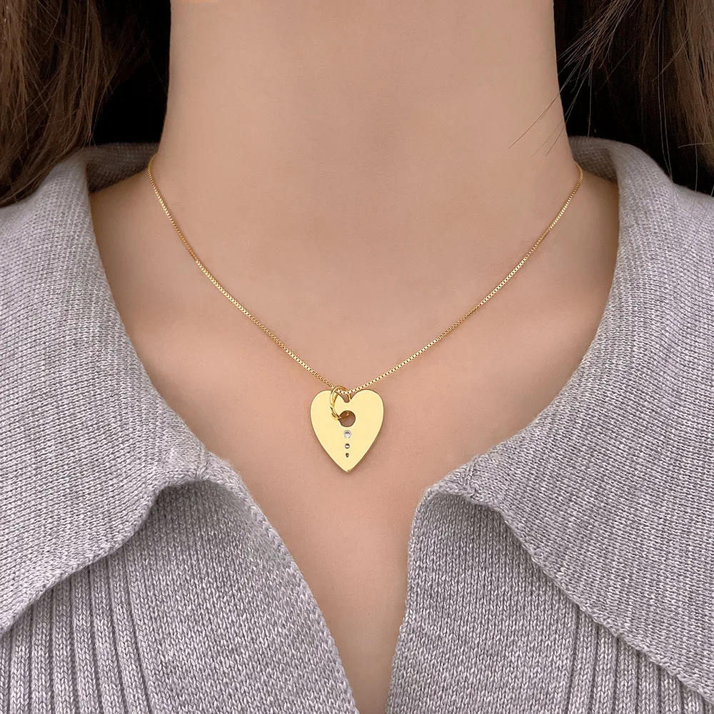 925 sterling silver jewelry star/heart set cute pendant necklace hot sale cubic zircon pendant silver necklace for women