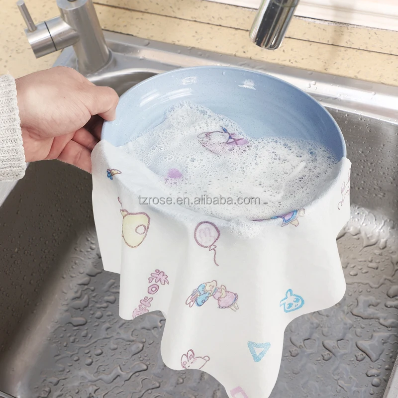 Factory direct sales Disposable Wood Pulp PP spunlace Wash Cloth nonwoven disposable cleaning rag with detergent