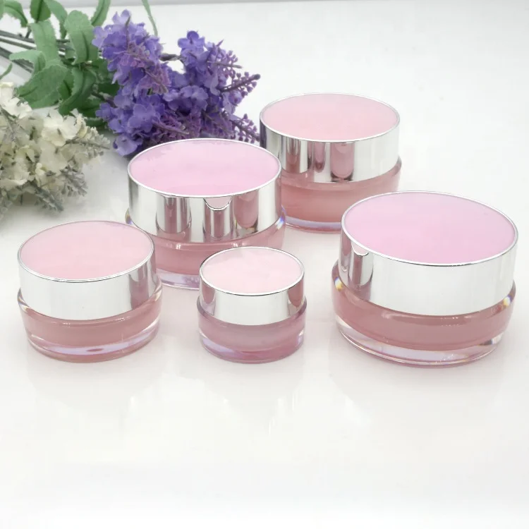 
Wholesale pink acrylic cream jars 5g/10g/15g/20g/30g/50g plastic cosmetic eye cream jars 