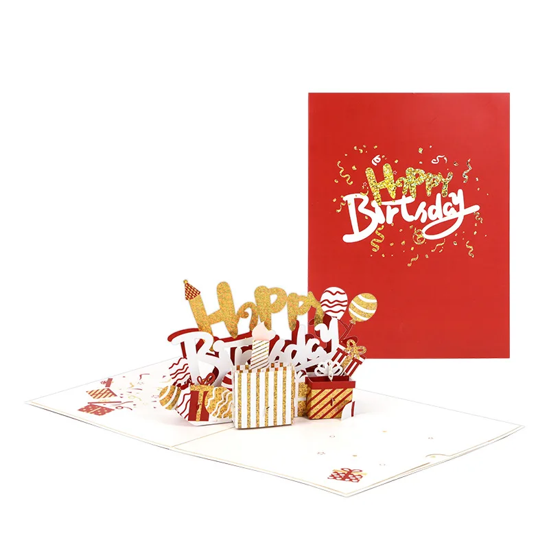 Custom Print Greeting Cards Gift With Music and Led Light Laser Engraving Envelop Packaging 3d Pop up Birthday Paper Card