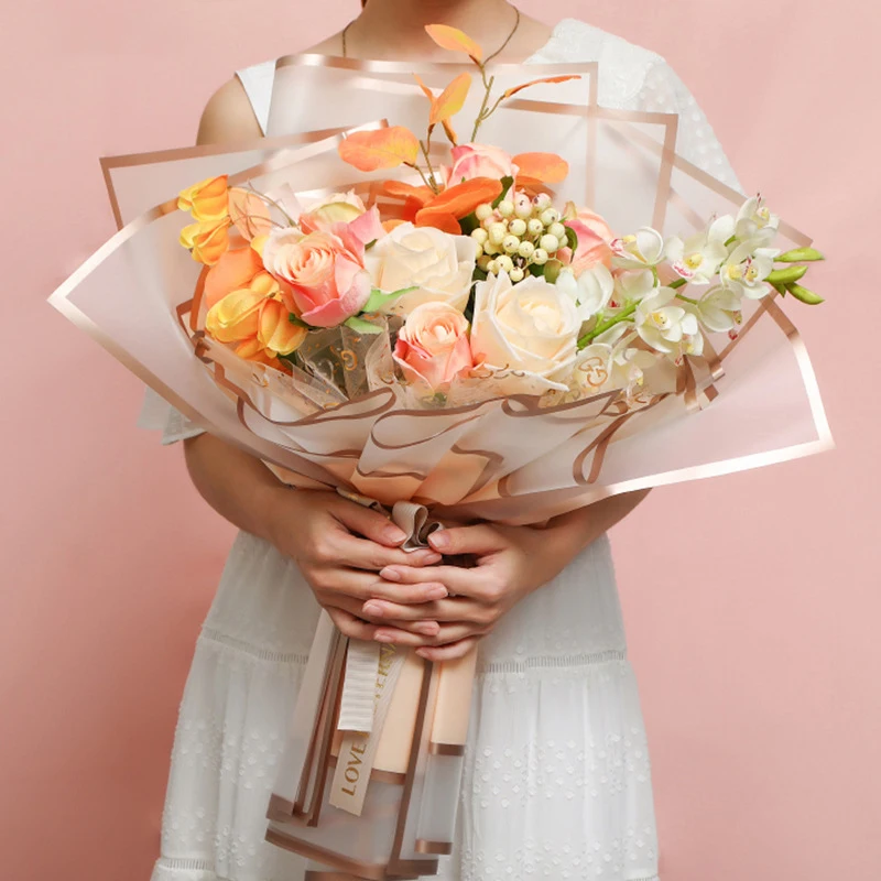 Yohpack Double Golden Edge Space Jelly Film Wrapping Flower Paper Border Waterproof Translucent Mist Bouquet Paper