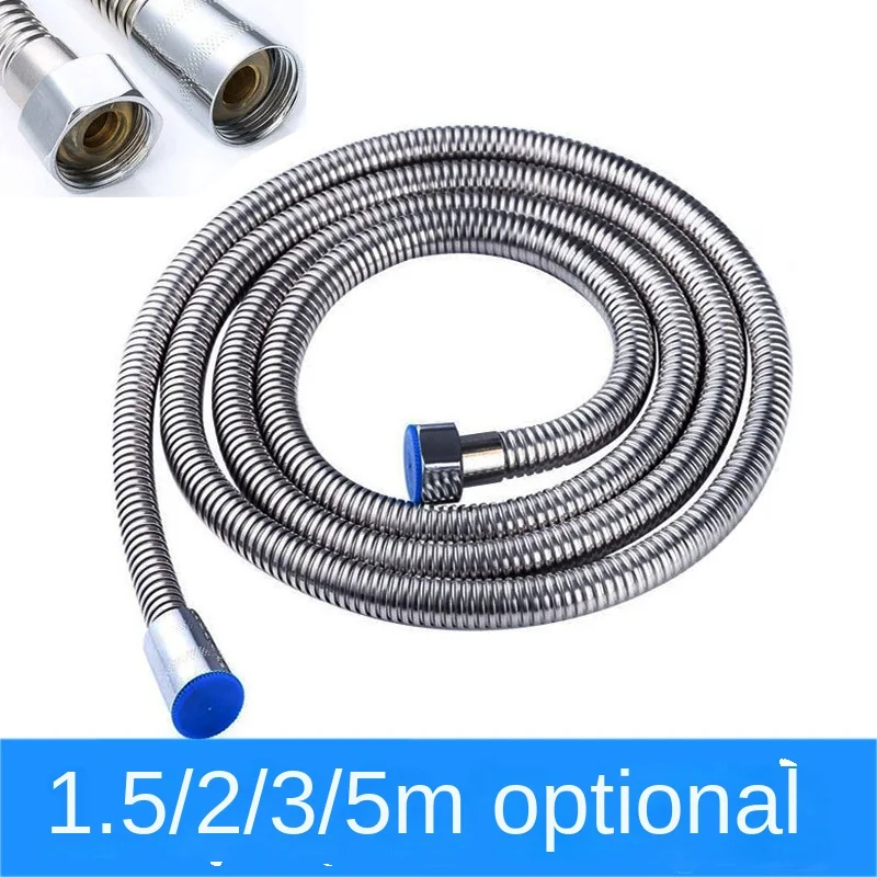 Modern 1.5m Stainless Steel Shower Hose Explosion-Proof Nozzle PVC Brass Water Pipe Chrome Flexible Electroplated Metal Kitchen