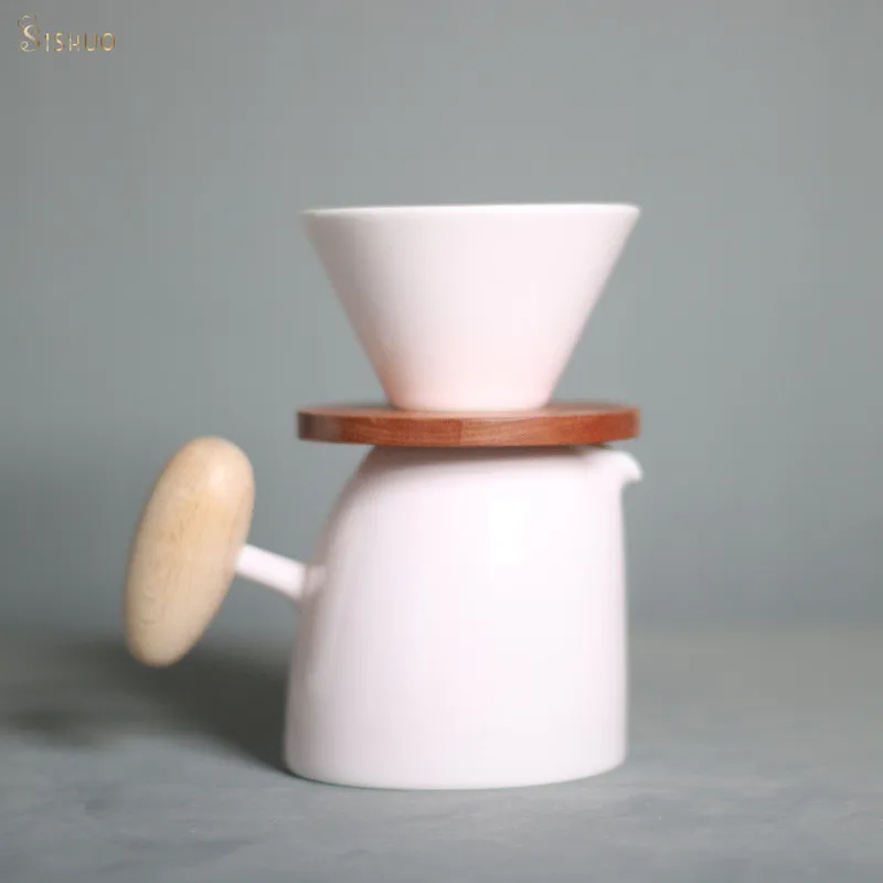 500ML Pink White Gray Colors Porcelain Sharing Pot Ceramic Coffee Filter Cup