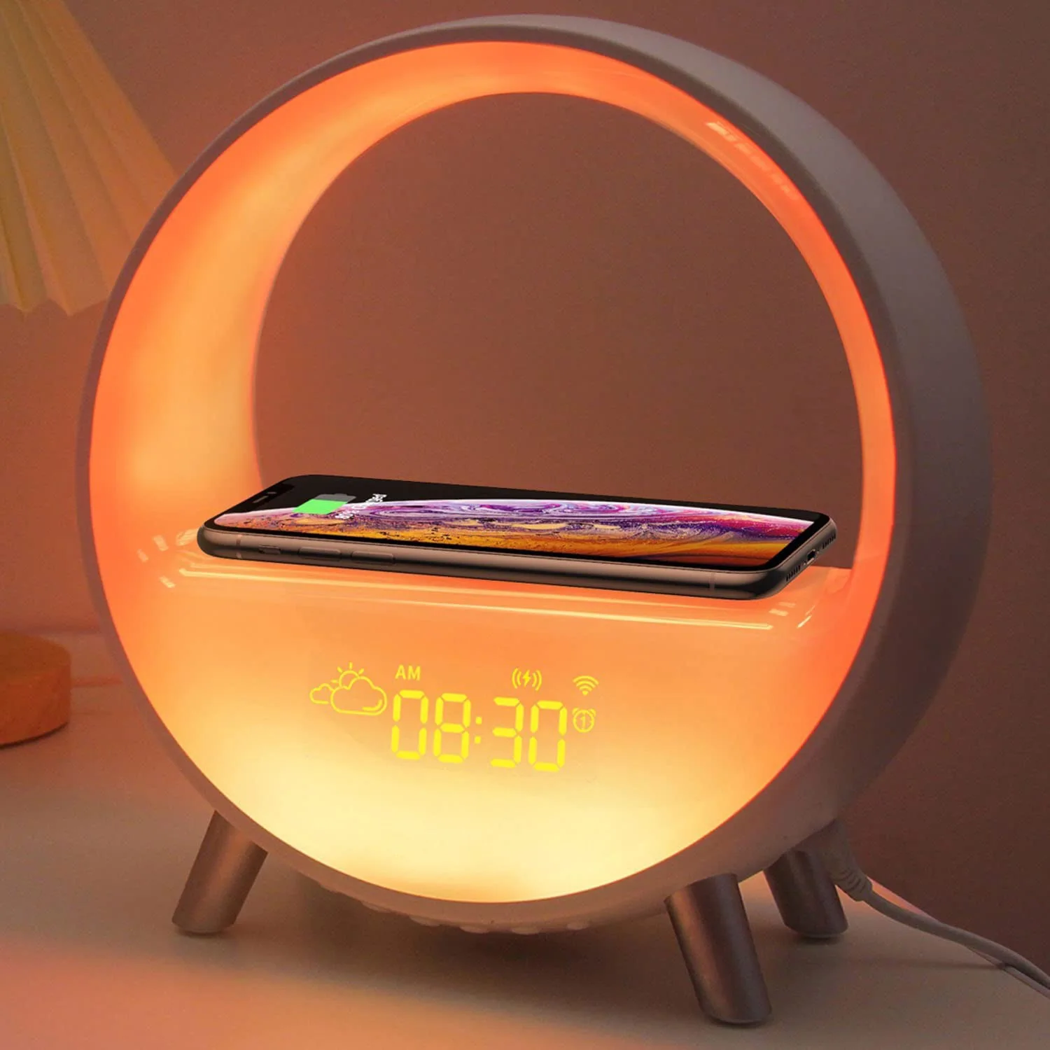LDNIO Multifunction RGB Night Light APP Control 15W Wireless Charger Display With Alarm Clock BT Speaker Desk Lamp Wake Up Light