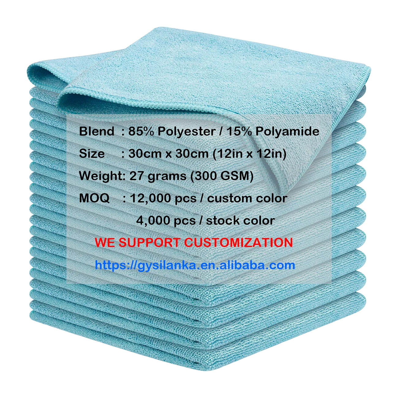 300gsm 30cm x30cm  Microfiber Cleaning Cloths  Best Seller in Reusable Cleaning Cloths made by Direct Microfiber Manufacturer