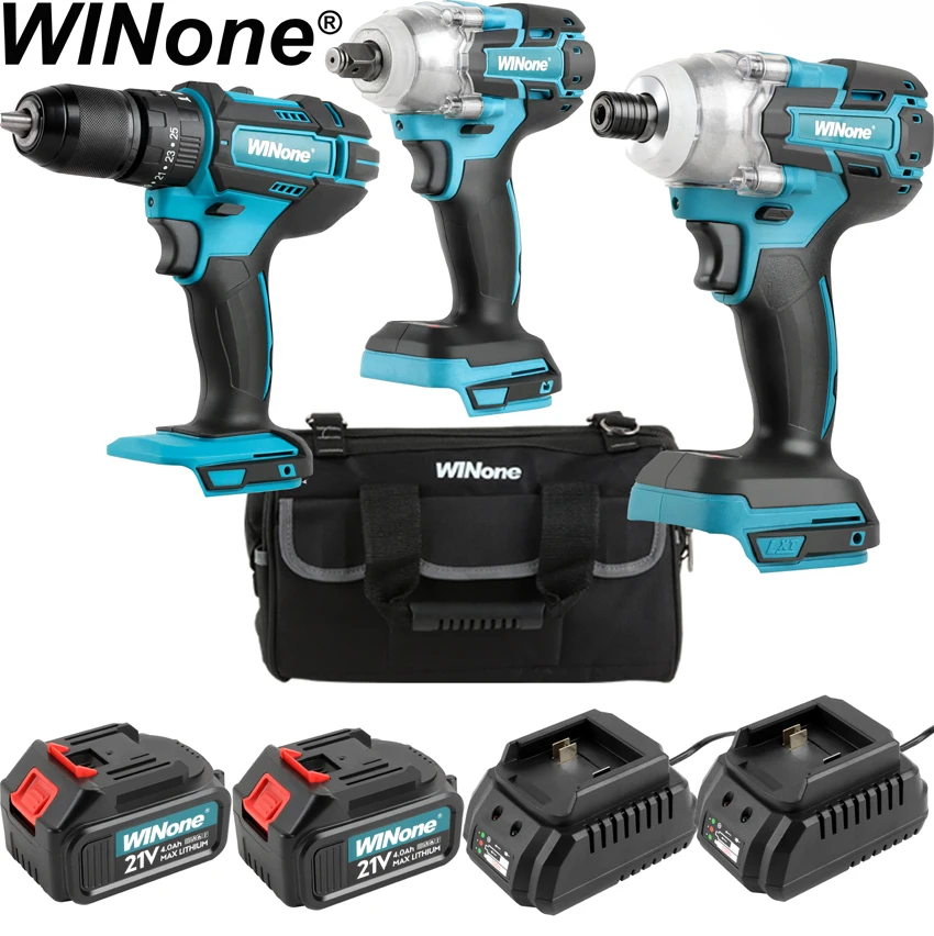Winone 21V 20V 18v N в 1 Литий-ионные портативные беспроводные бесщеточные инструменты Комбинированный Комплект