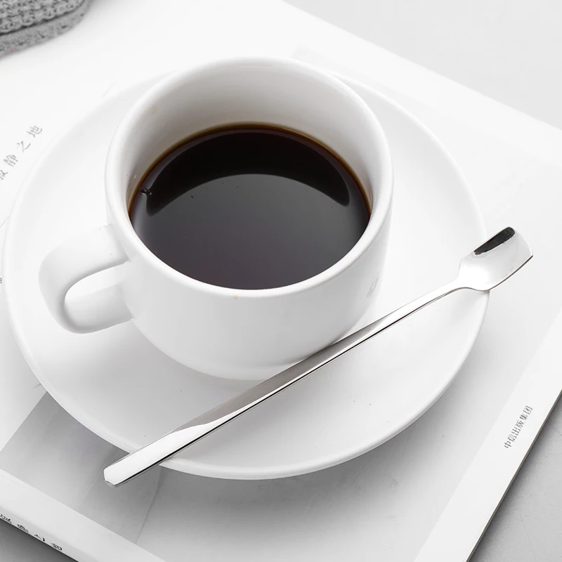 Hot sell 304 Stainless Steel Titanium Coffee Spoon Creative Long Handle Bar Stirring Scoop Cute Dessert Spoon Color Latte Spoon