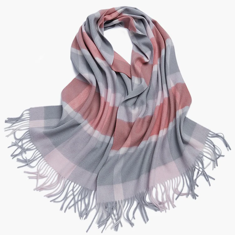 Winter Unisex Men Women Checked  pure 100% wool scarf