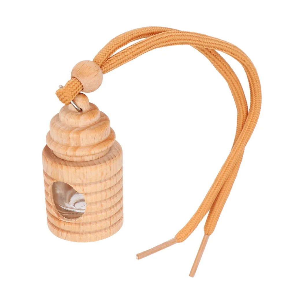 4ml Car Perfume Empty Glass Bottle Wood Hanging Glass Empty Bottle Air Freshener Bottle Perfume Pendant for Essential Oils