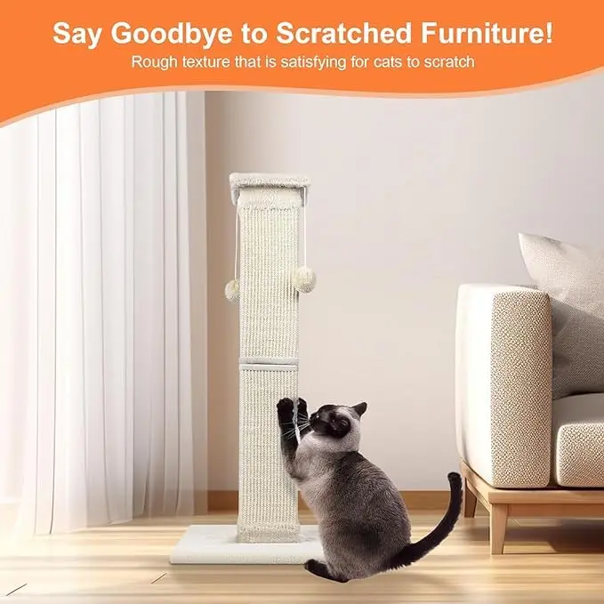 Hot Selling Factory Wholesale 33-inch Cat Scratching Post  Natural Sisal Fibers Sturdy Base, Easy Assembly Durable Design