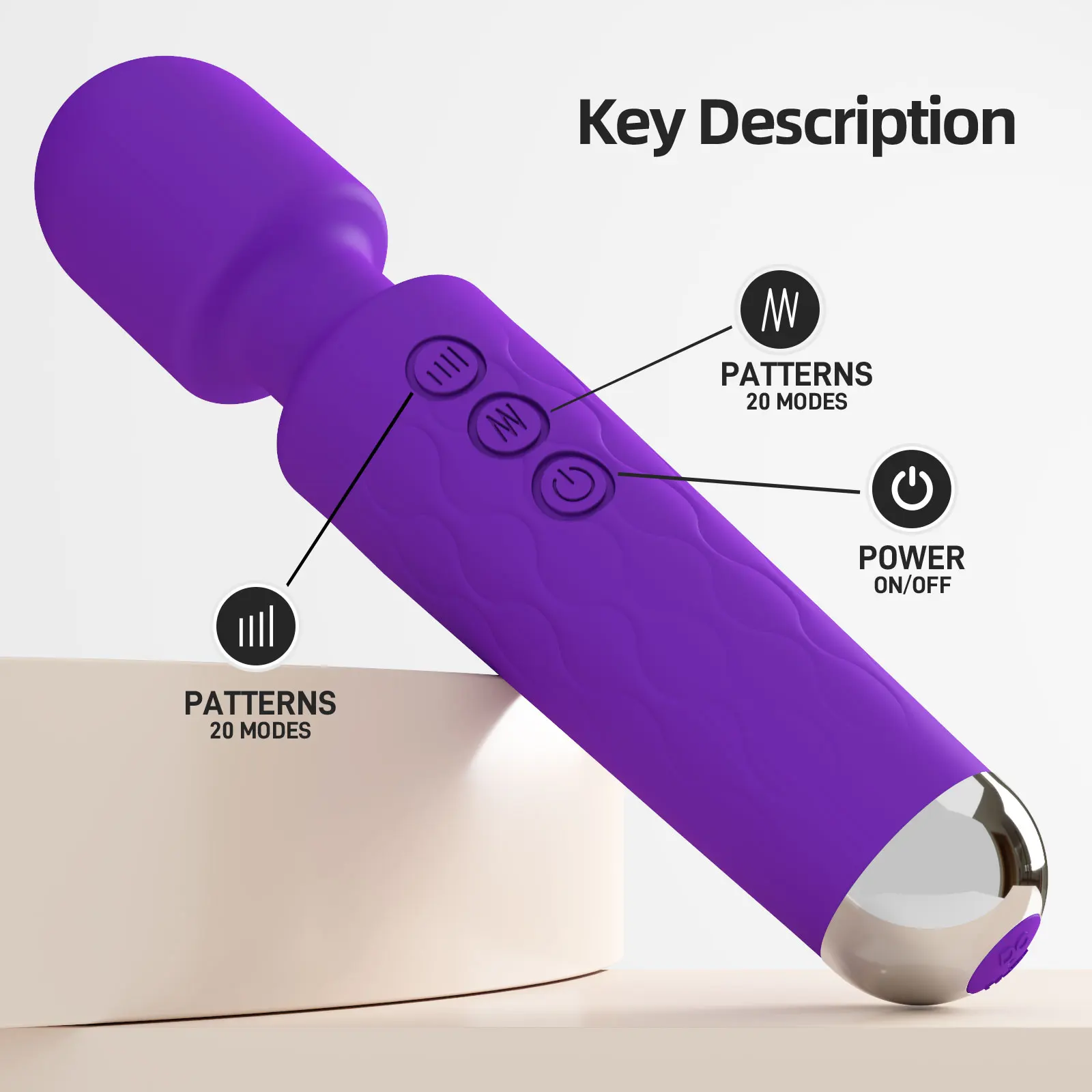 Wholesale 20 Modes Powerful Vibrators Rechargeable Massager G Spot Sex Toys AV Wand Vibrator Wand Vibrator Magic Wand Massager