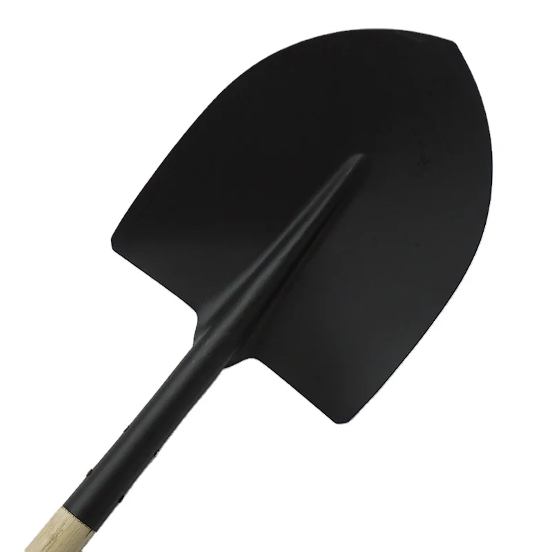 High quality agricultural tools carbon steel round point  shovels and wooden handle spade