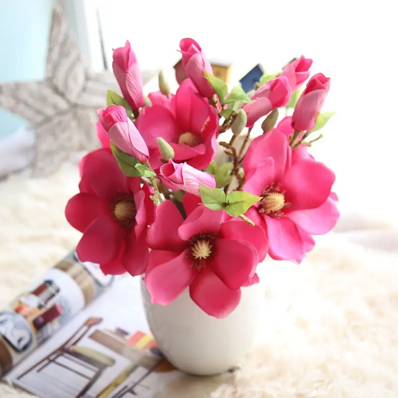 artificial flowers plastic magnolia decoration for wedding
