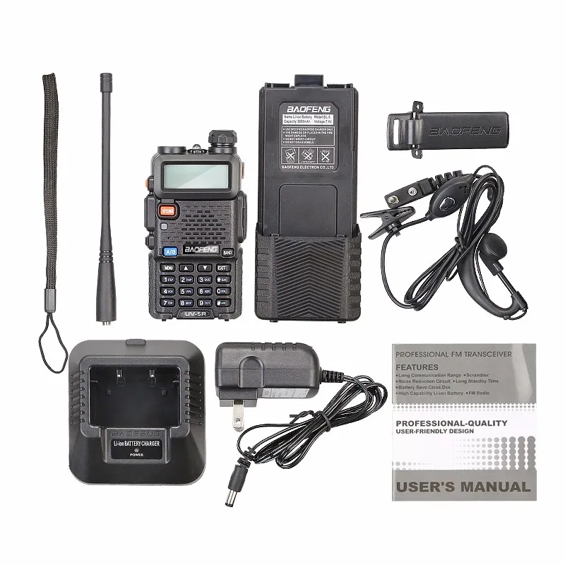  Междугородной диапазон ручной трансивер Baofeng UV-5r Dual Band иди и болтай walkie talkie + 3800 мАч