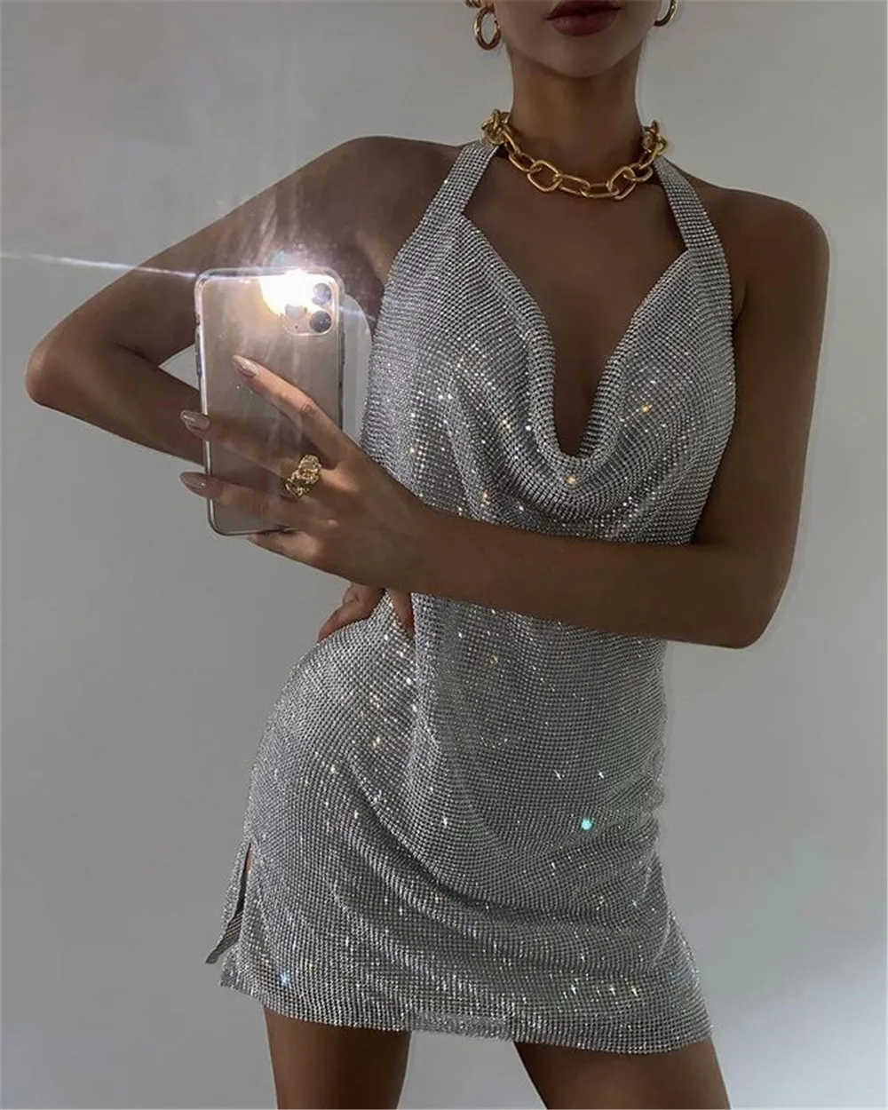 Sexy Backless Rhinestone Summer Dress women bodycon Night Club party mini ladies dresses woman dress
