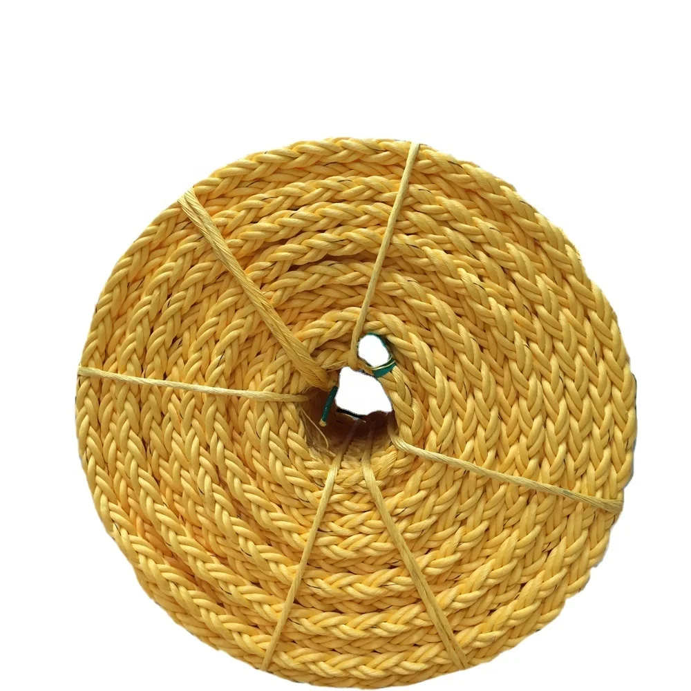 (FBR POWERDAN) pp danline rope 8 strands polopropylene  yellow color for ship mooring