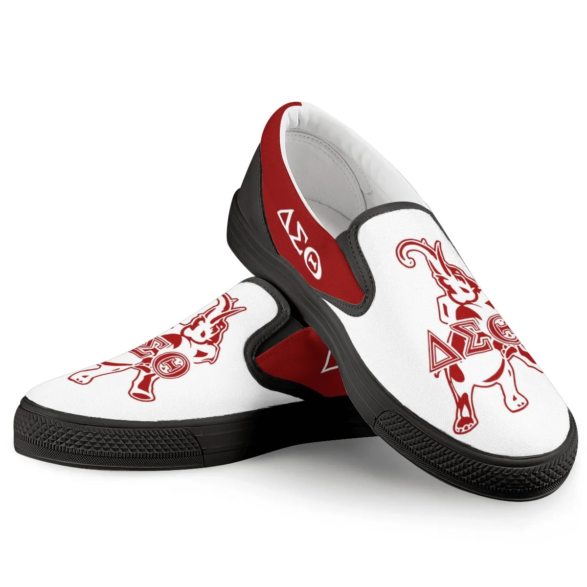 
Delta Sigma Theta Sneaker Wholesale Luxury Abstract Design Low top Canvas Fashion White Custom Shoes Men Casual Sneakers 