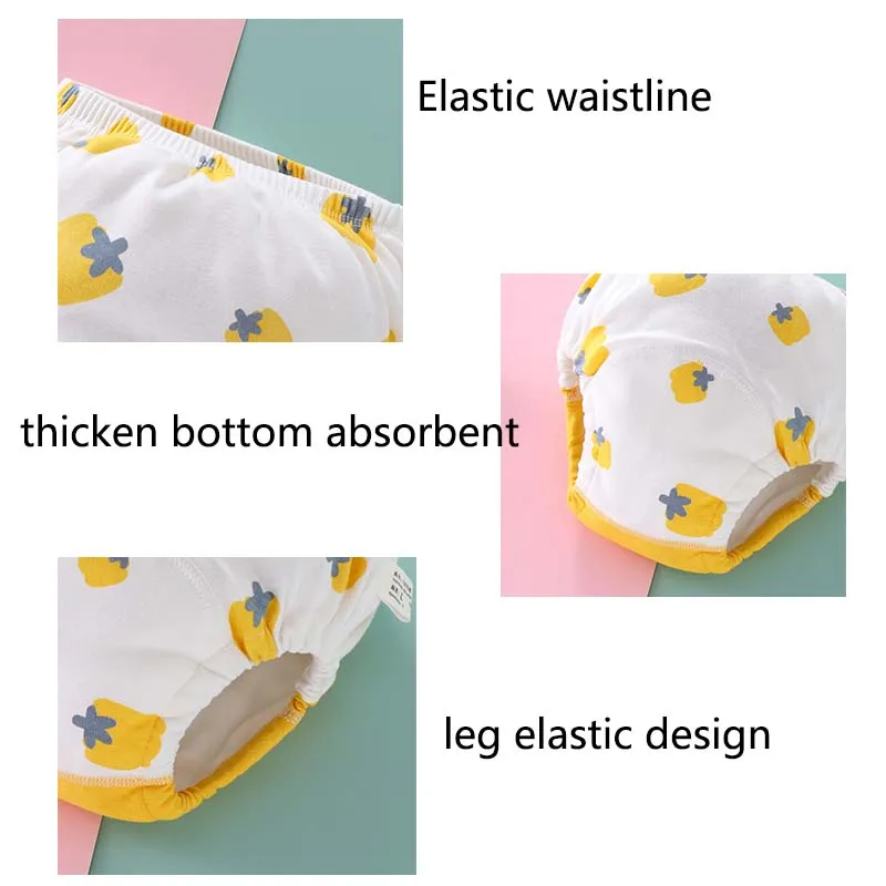 Multiply Absorbent Fabric Baby Potty Training Pant Cartoon Pattern Printed Elastic Waistline Underwear For Baby