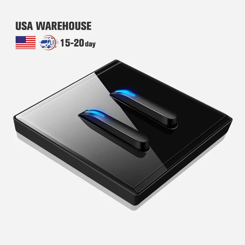 YINKA Factory Hot Sale Tempered Glass Panel Wall Switches And Sockets USA Warehouse Wholesale Price Piano Keys Light Switch