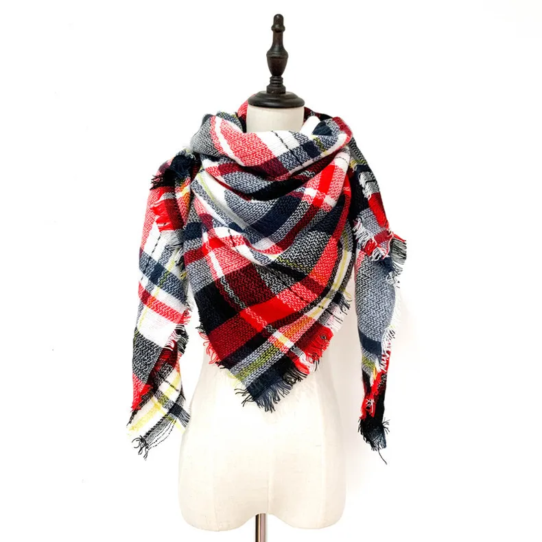 New Style Winter Square Shawl Italian Cashmere Women Oversized Plaid Blanket Scarf