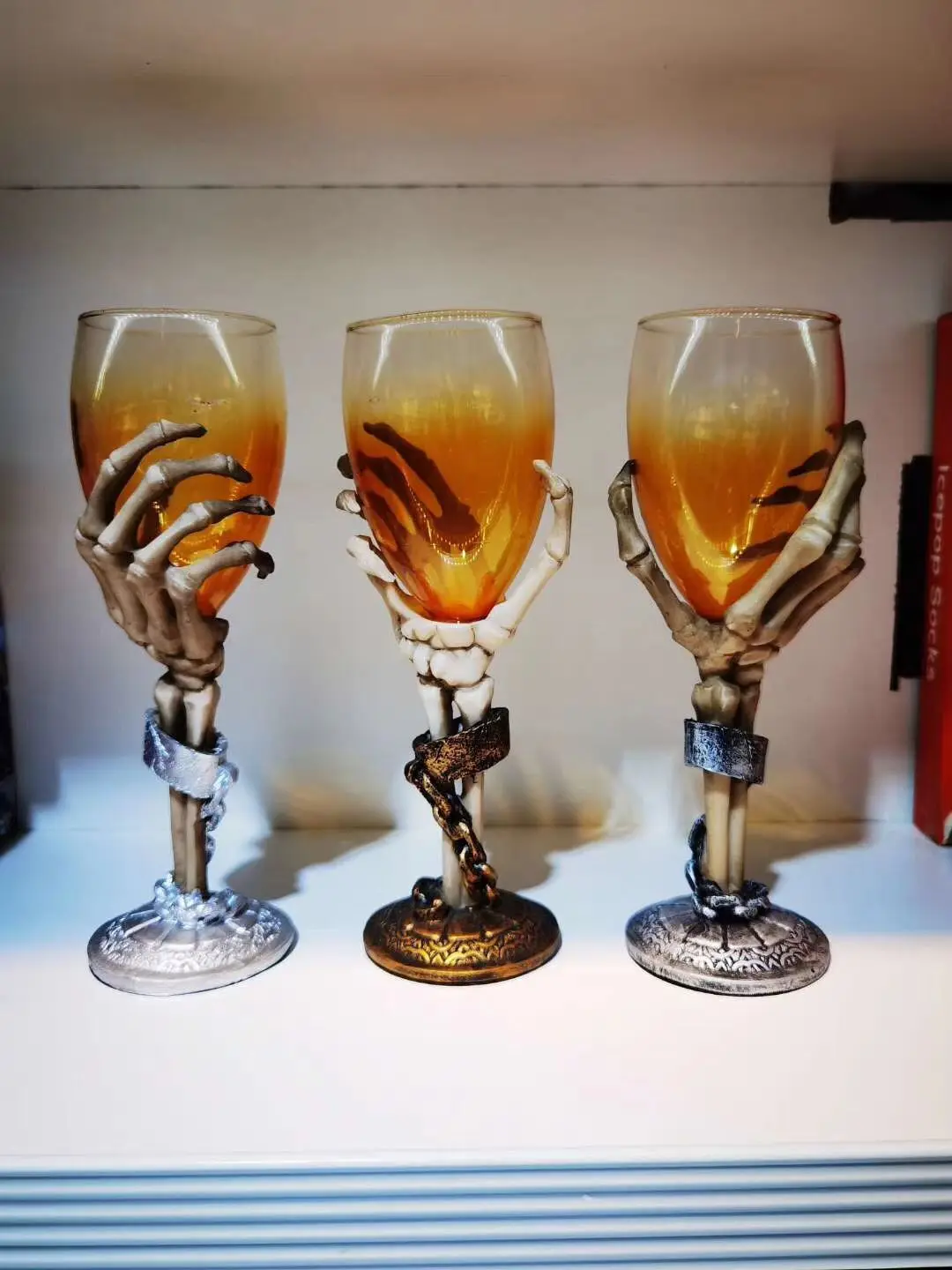 Gothic Wine Goblet Style Contain Goat Skull Viking Dragon Claw Finger Metal Resin Wine Glass BEST Halloween Gifts Bar Drinkware
