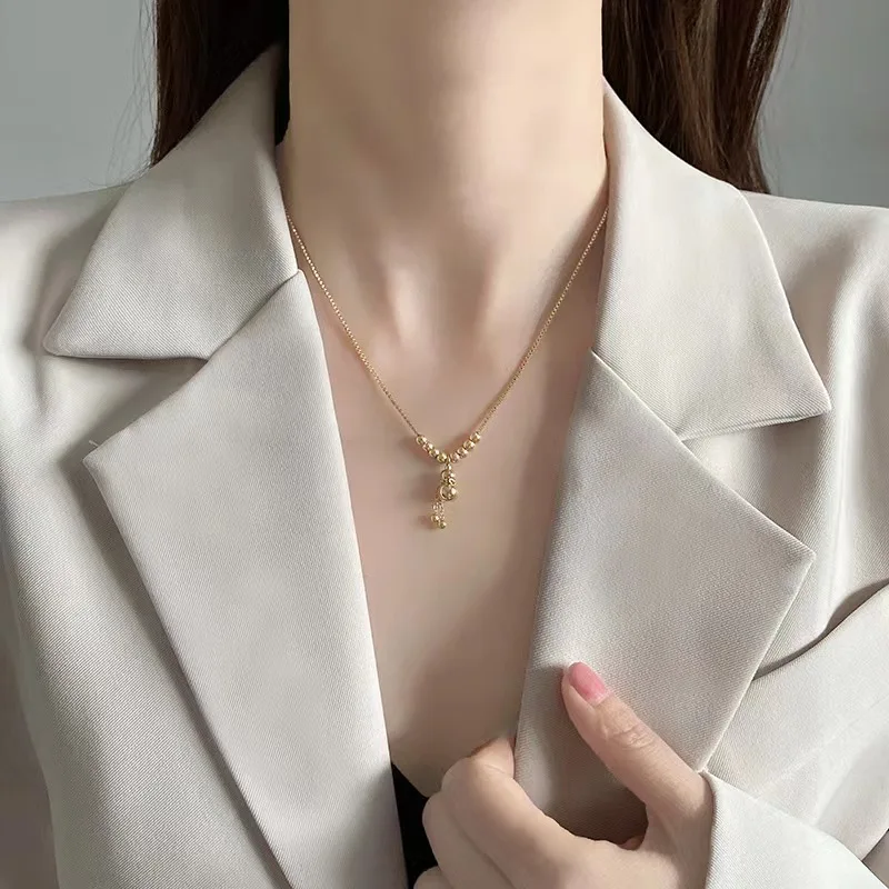 Stainless steel jewelry wholesale, titanium steel gold gourd pendant necklace, Chinese design necklace