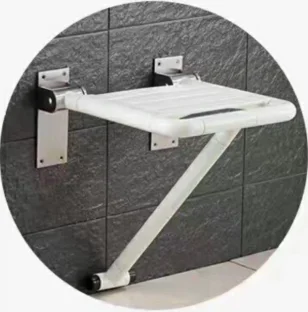 Wall Mount Solid Wood Stainless Steel Bracket Folding Shower Seat Fold up Bathroom Sauna  Bench