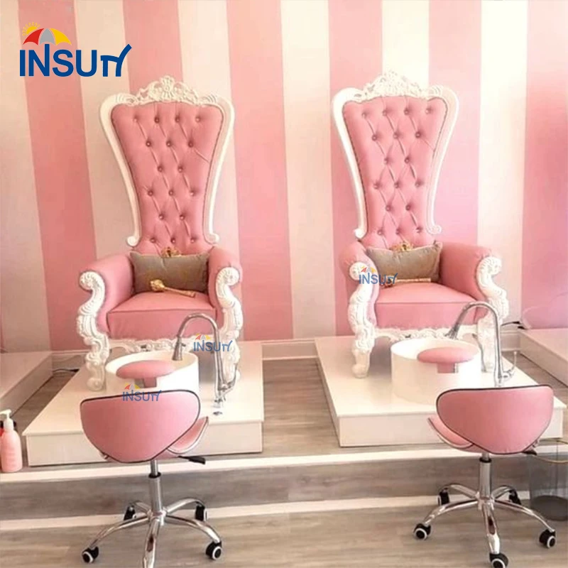 Pedicure chair luxury nail salon furniture foot massage spa chairs with bowl and tap