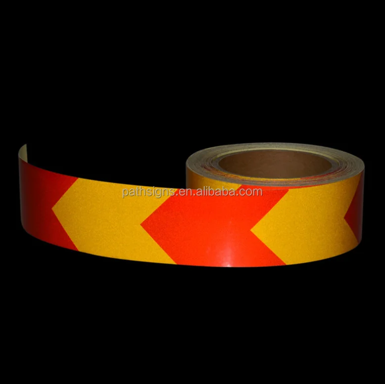 Glass Bead Reflective Strip Wholesale Black&Yellow Arrow Sticker Radium Sticker for Vehicle Truck Trailer Arrow Light
