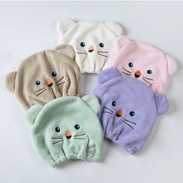 Cartoon Microfiber Hair Turban Quickly Dry Hair Hat Wrapped Towel Bathing Shower Cap