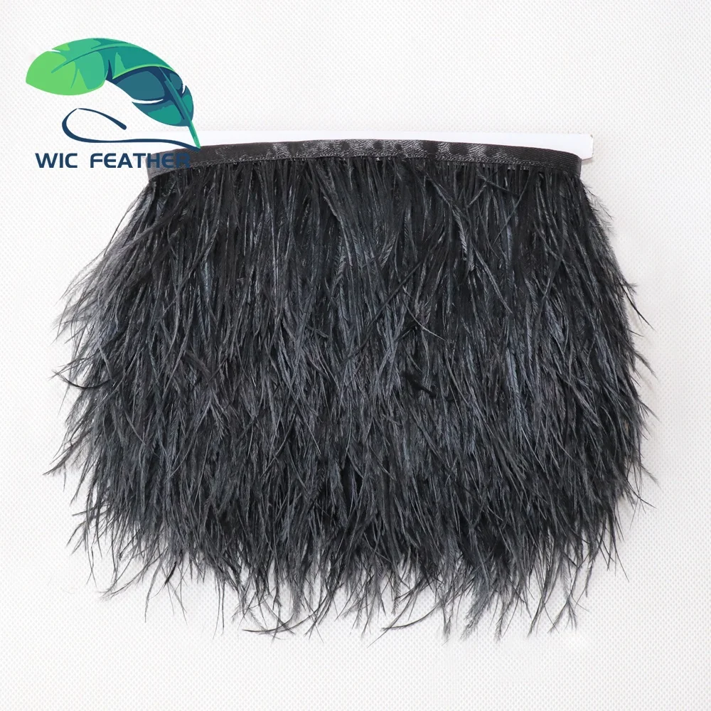 Wholesale Customization 8-15cm Natural long Fluffy Black Cheap Sale Dyed Ostrich Feather Fringe Trim