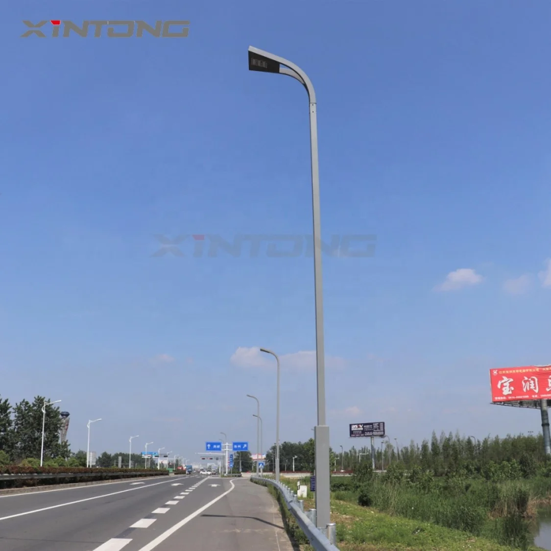 Xintong  Customize Outside High Quality China Manufacture 3M 6M 12M 25 Meters Single Arm Street Led Light Pole Solar