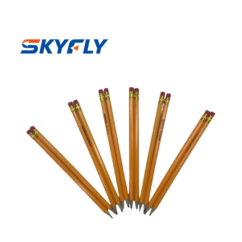 Office Stationery Yellow Hexagonal Mongol Pencil HB Lead Hardness With Red Eraser
