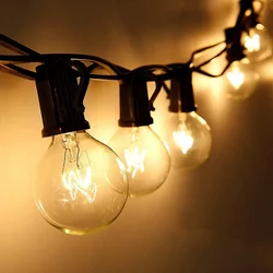 G40 Edison Incandescent String  UK 25Lamps Garden Outdoor Christmas decorative character string lights