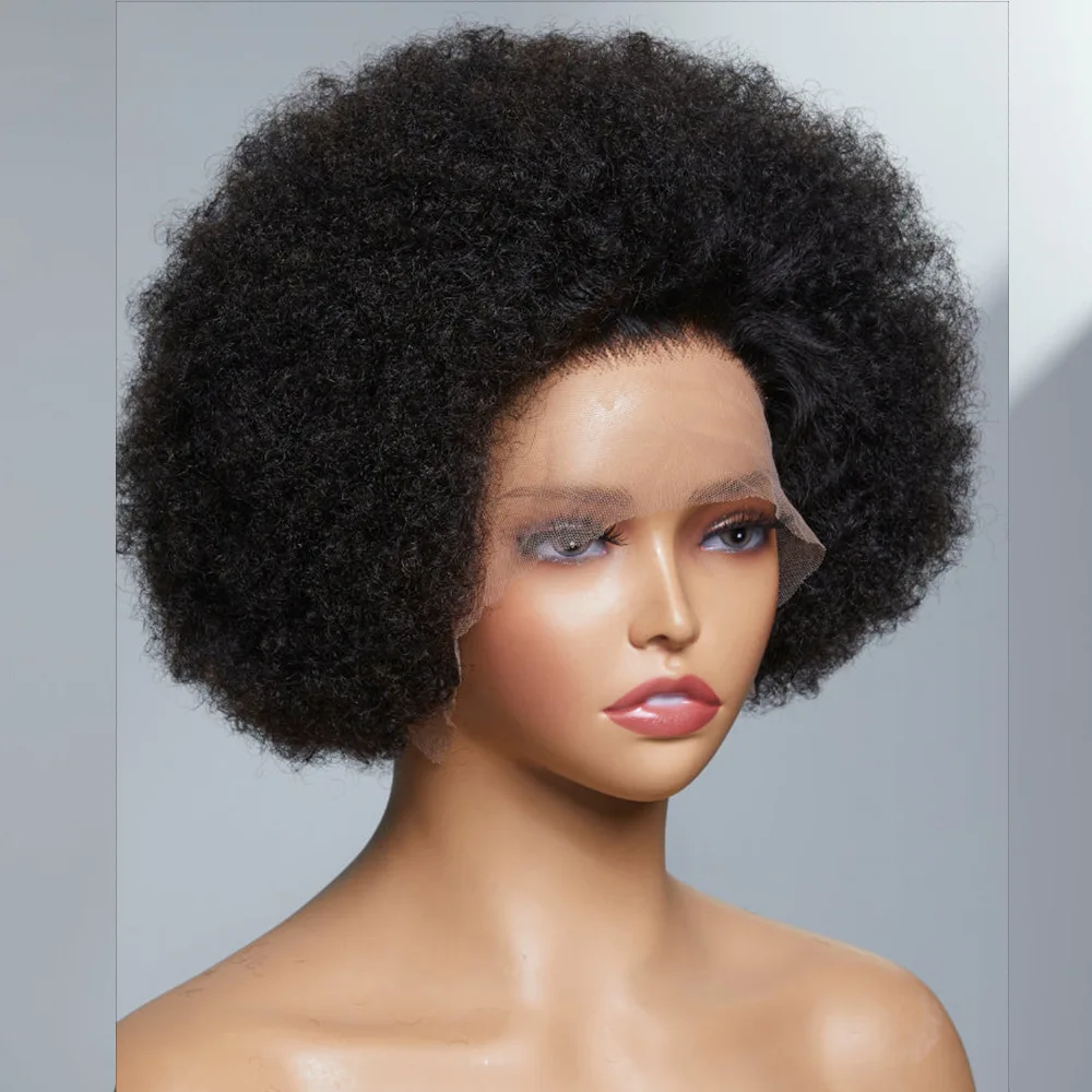 13*2 Cheap Afro-kinky Short Curly Human Hair Wig Bob Pixie Cut Lace Wig Human Hair For Black Women Brazilian Hair Wigirl Dee