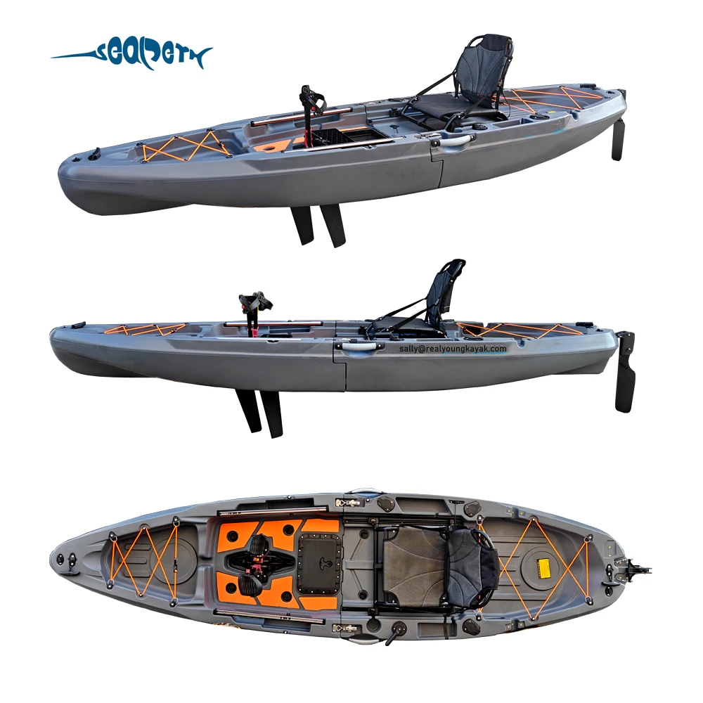 Motorized Modular Kayak With Fin Pedal Splicing Fishing Canoe/Kayak Boat For Ocean Sea