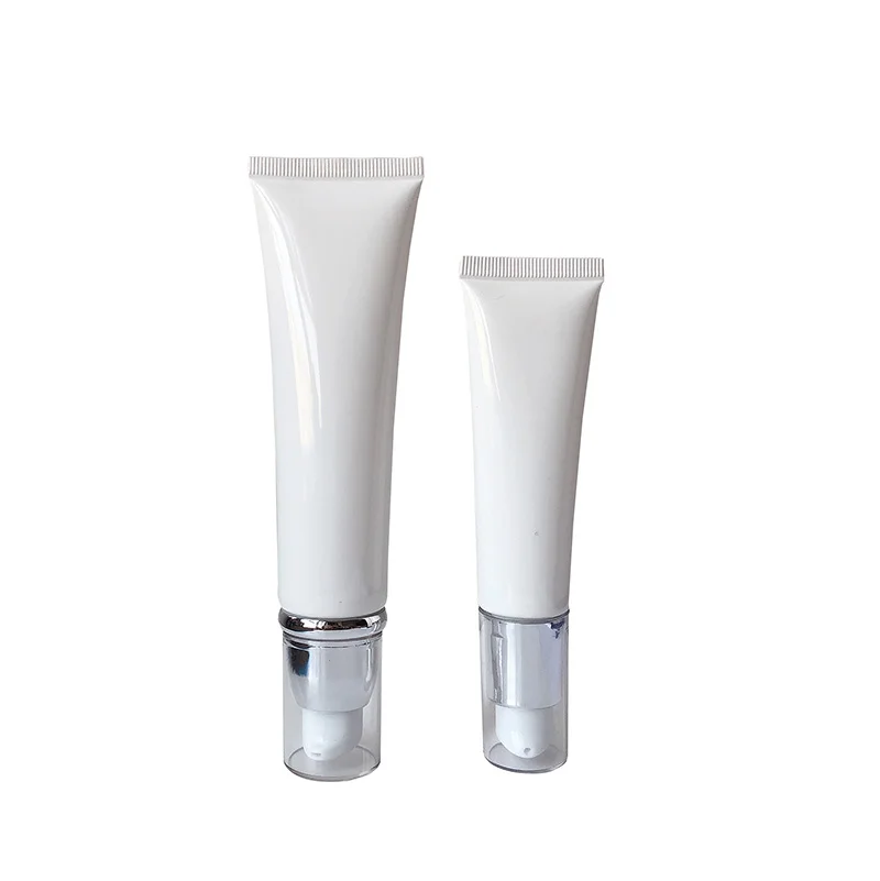 White plastic 30ml BB/CC cream tube PE cosmetic tube package with airless pump lid