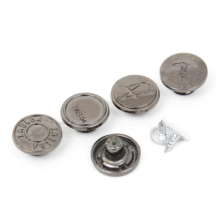 Custom logo Jacket zinc alloy brand denim botton metal 17mm zamak jeans buttons and rivets for clothes jeans denim