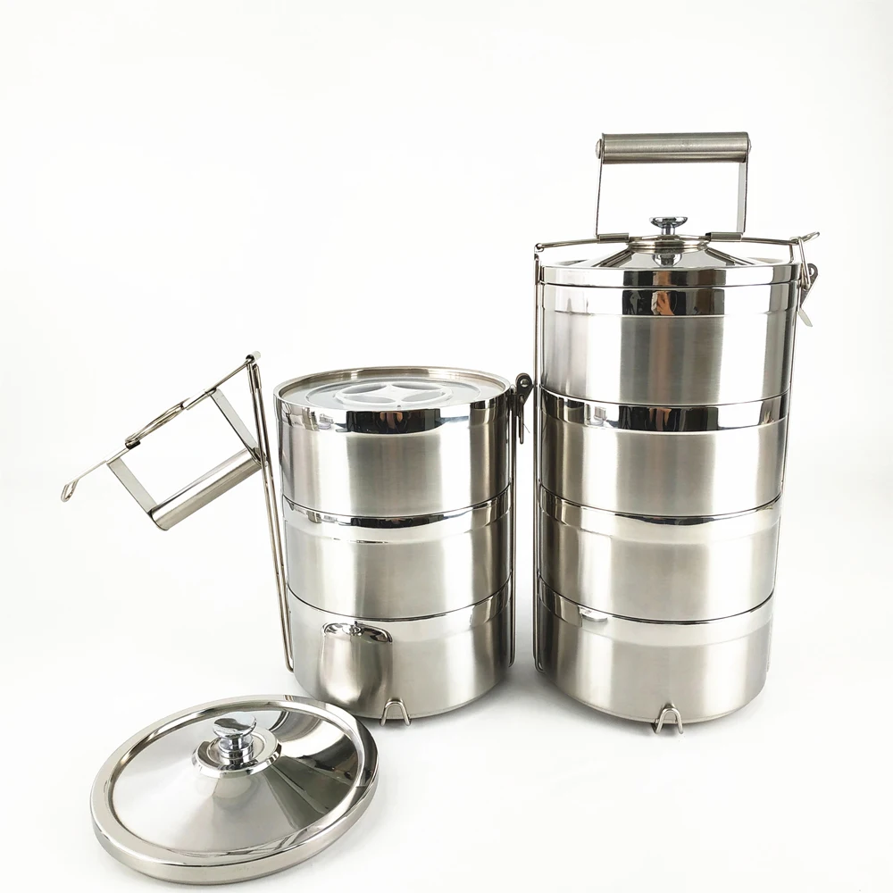 IKITCHEN Indian Stackable Take Away Food Tiffin Carrier 2/3/4/5Layers Stainless Steel Metal Lunch Box